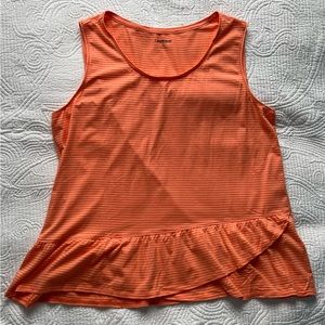 Lands End Orange Striped Ruffled Hem Tank Top - Size L